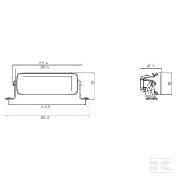 LED bar, 60W, 5040 lm, rektangulær, 12/24V, hvit/oransje, 204x70x67 mm Deutsch-plugg, Combo, rett, 1 - Bilde 5