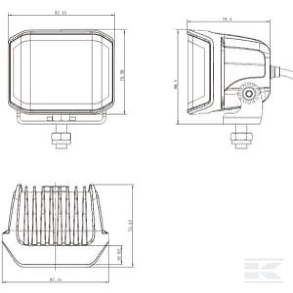 Arbeidslys LED, 70W, 8400 lm, firkantet, 12/24V, hvit/oransje, 97x77x75 mm Deutsch-plugg, flomlys, 1 - Bilde 4