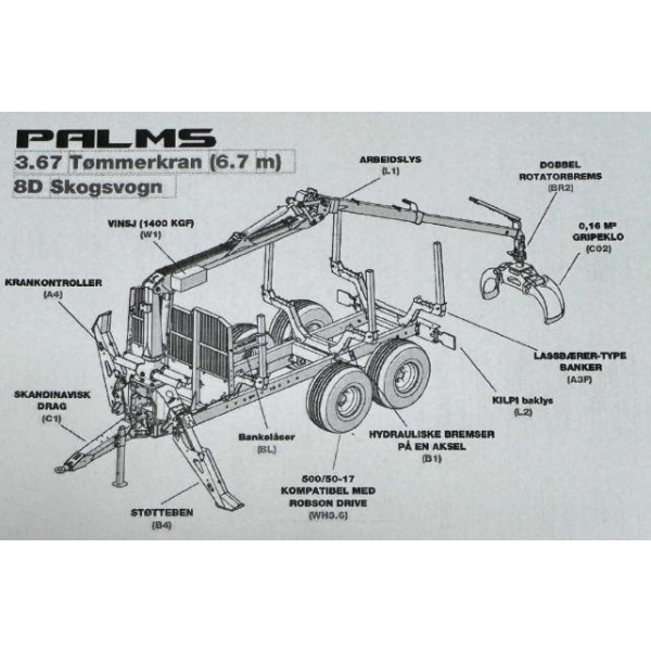 PALMS 8D MED 3.67 KRAN M/ VINSJ TØMMERVOGN - Bilde 8
