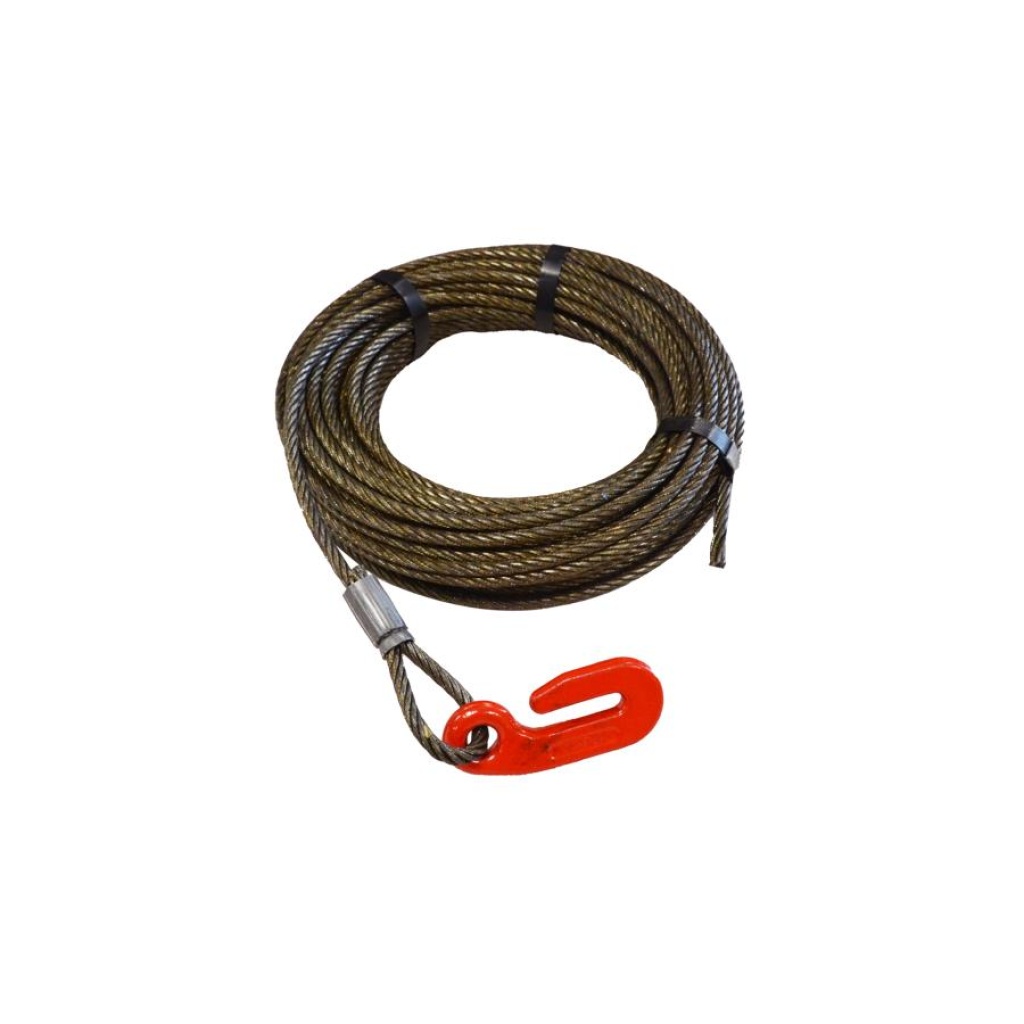 Kompakt ståltau vaier 10mm X 50m Igland med endekrok og løkke
