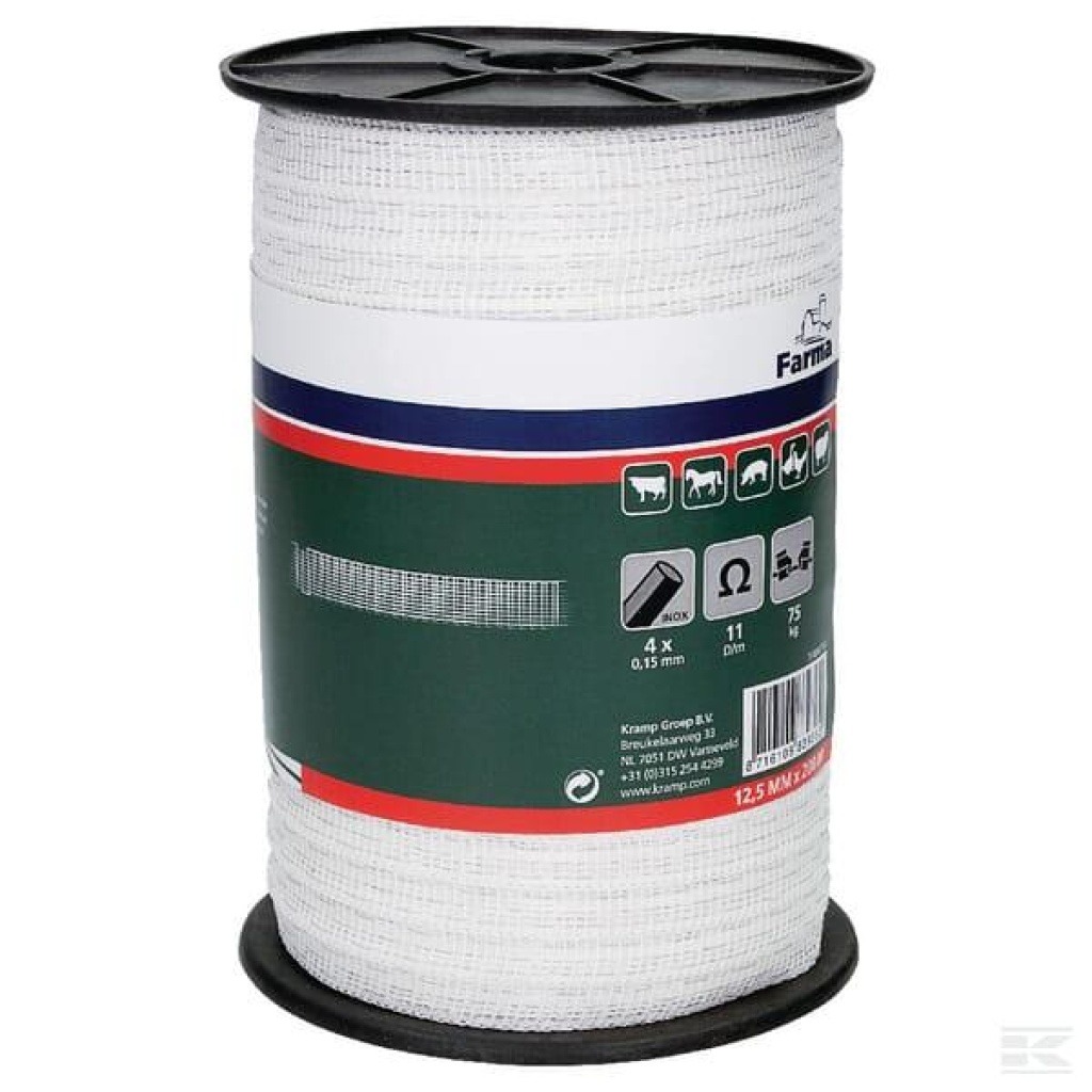 Polytape 12,5 mm 200 m 4x0,15 mm rustfrie ståltråder