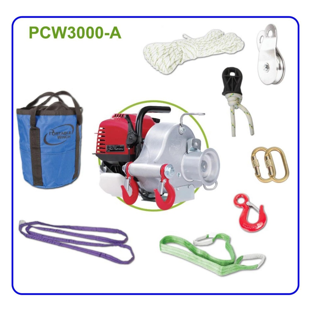 PCW3000-A Bærbar bensindrevet vinsj med tilbehør