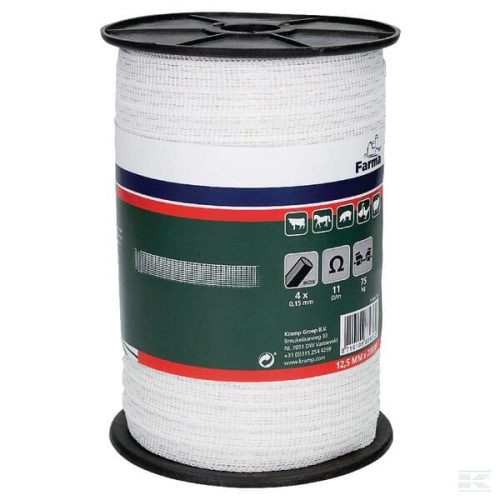 Polytape 12,5 mm 200 m 4x0,15 mm rustfrie ståltråder
