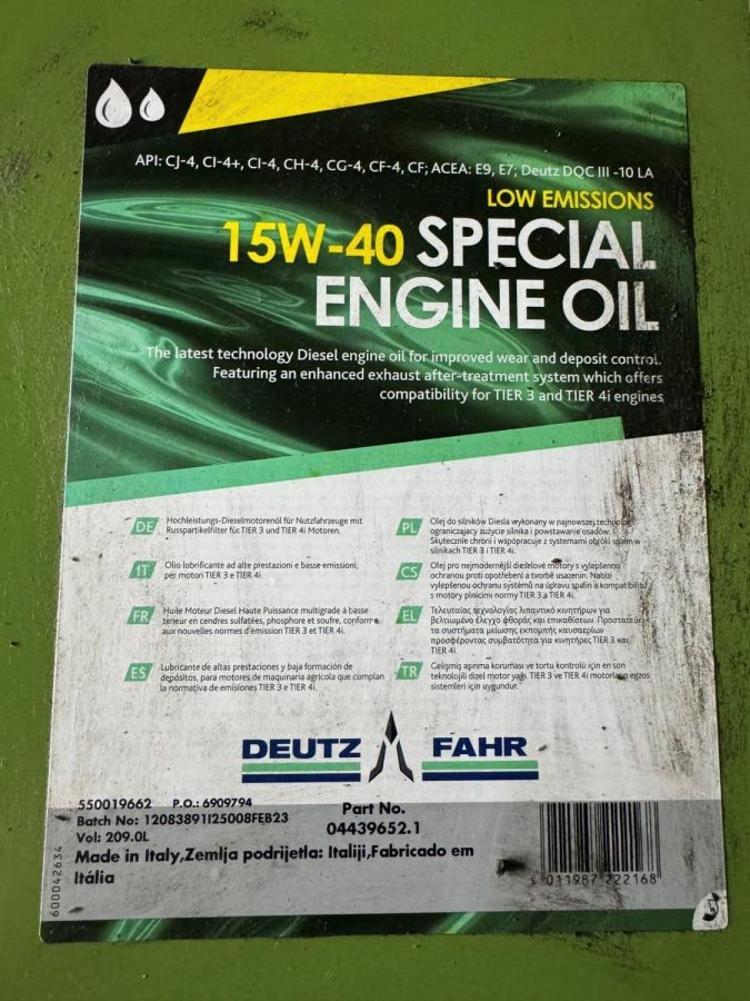 DEUTZ 15W-40 SPECIAL ENGINE OIL 209L FAT